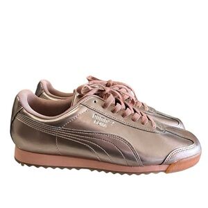 Puma Women’s 8.5 Metallic Rose Pink Lace Up Roma Fashion Sneaker